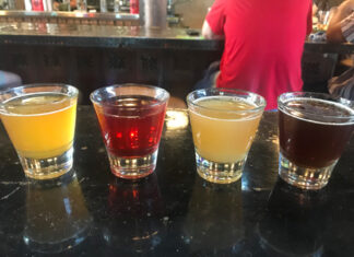 Utah craft beer | Eat Your World A tasting flight of local Utah beer at Strap Tank Brewery in the Utah Valley.