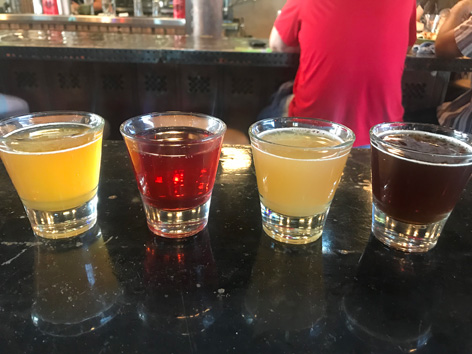 A tasting flight of local Utah beer at Strap Tank Brewery in the Utah Valley.