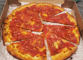 Trenton Tomato Pie – Best Foods in Central NJ A hand-cut Trenton tomato pie from DeLorenzo's in Trenton, NJ.