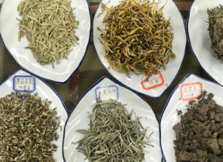 Tea, cha – Beijing, China Selection of Chinese tea leaves from a Beijing tea (cha) shop.