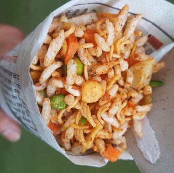 Chatpate in Kathmandu, Nepal | Eat Your World Chatpate, a Nepali chaat or street snack served in a paper cone, from a street vendor in Kathmandu.