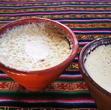 Juju dhau – Kathmandu, Nepal Two clay pots of juju dhau, creamy buffalo-milk yogurt from Nepal.
