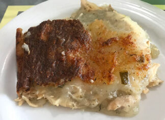 Rappie pie in Nova Scotia A plate of rappie pie, an Acadian potato dish, from a restaurant in Nova Scotia.