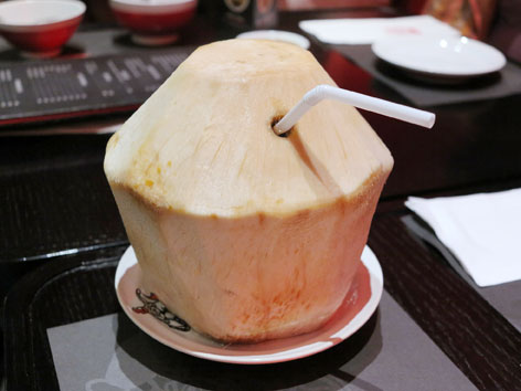 Buko, or coconunt, juice served in the shell in Manila, the Philippines