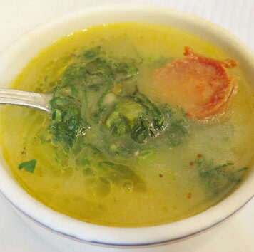Caldo verde – Lisbon, Portugal A bowl of caldo verde from a Lisbon tasca.