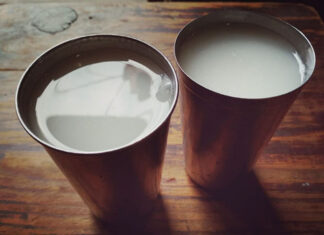 Chhaang – Kathmandu, Nepal | Eat Your World Two cups of chhaang, an alcoholic fermented beverage in Nepal, from a Kathmandu eatery.