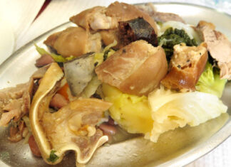 Cozido a Portuguesa – Lisbon, Portugal The traditional cozido à Portuguesa, a plate of boiled meats and sausages, from a Lisbon tasca.