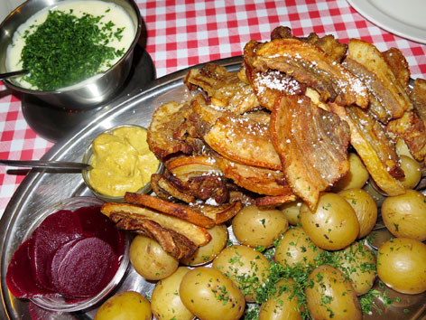 Stegt flæsk med persillesovs, a fried pork dish, in Copenhagen, Denmark