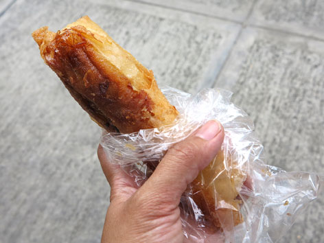 Turon, a sugary banana-filled street snack in Manila, the Philippines