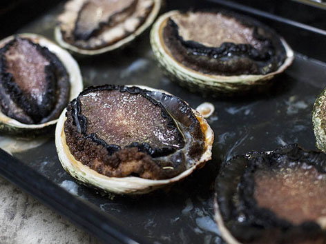 Wood-roasted Tasmanian abalone from Franklin restaurant in Hobart, Tasmania